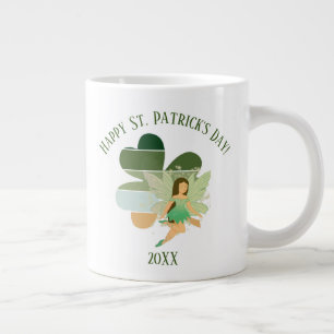 St. Patrick's Day Distressed Shamrock Irish Fairy Large Coffee Mug