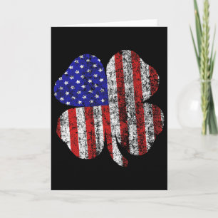 St. Patrick's Day Distressed Shamrock Usa Flag Men Card