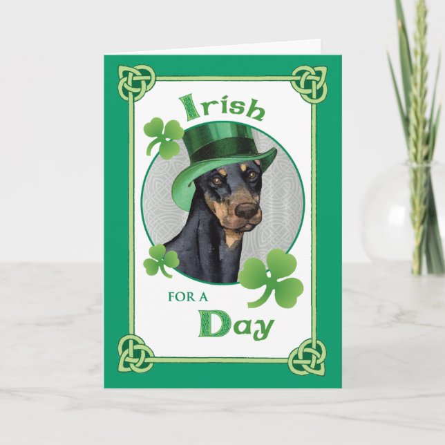 St. Patrick's Day Doberman Pinscher Card (Front)