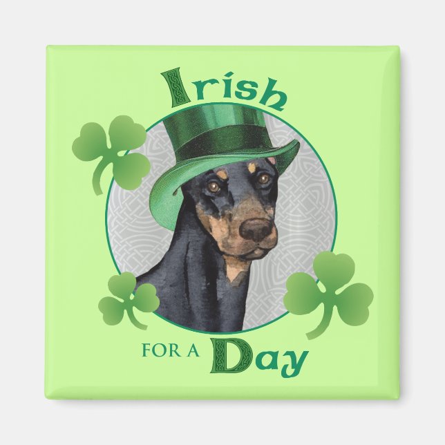 St. Patrick's Day Doberman Pinscher Magnet (Front)