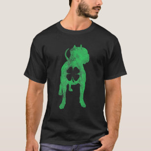 St Patrick's Day Dog Pit Bull Shamrock Clover Iris T-Shirt