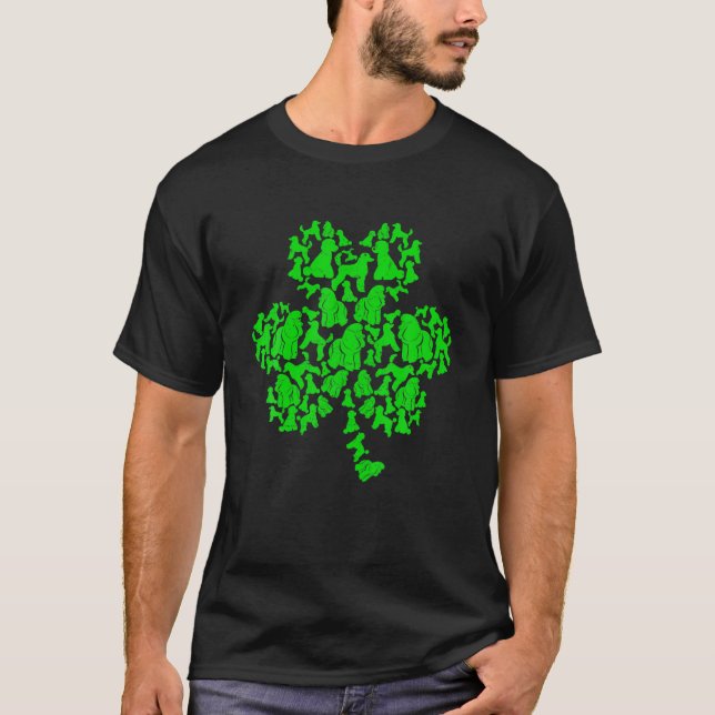 St. Patrick's Day Dog Poodle Shamrock Clover Irish T-Shirt (Front)