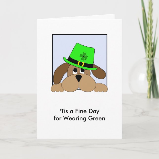 St. Patrick's Day Dog with Hat Card (Front)