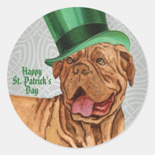 St. Patrick's Day Dogue de Bordeaux Classic Round  Sticker