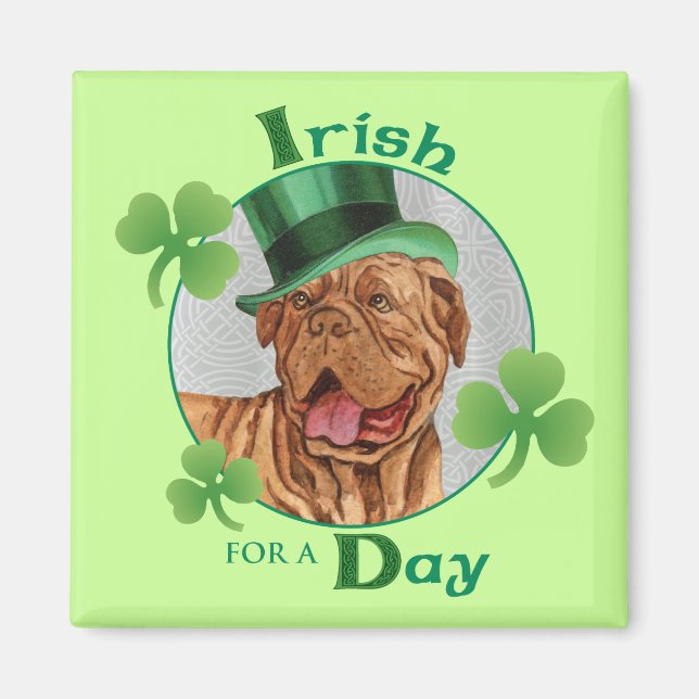 St. Patrick's Day Dogue de Bordeaux Magnet (Front)