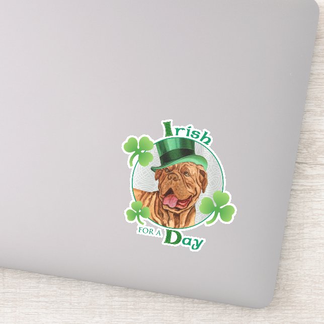 St. Patrick's Day Dogue de Bordeaux Vinyl Sticker (Detail)