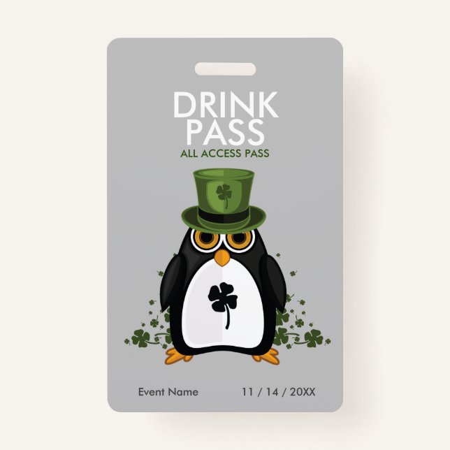 St. Patrick's Day Drink Pass ID Badge (Front)