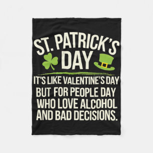 St. Patricks Day Drinking Men Women Funny St Pats Fleece Blanket