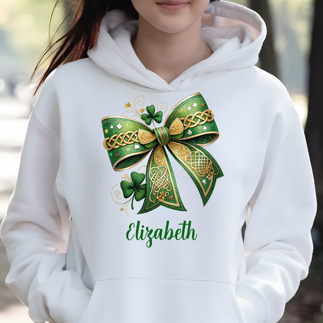St. Patrick's Day Elegant Green Bow Hoodie (Creator Uploaded)