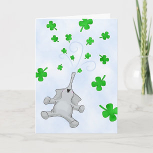 St. Patrick's Day Elephant, Showering Blessings Card
