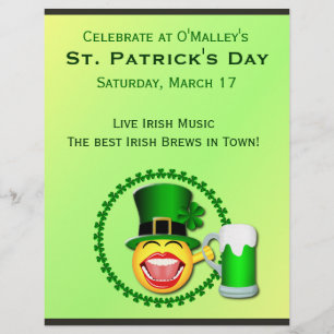 St Patrick's Day Emoji Green Beer Irish Pub Flyer