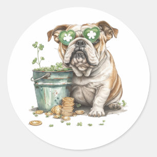 St. Patrick's Day English Bulldog Classic Round Sticker