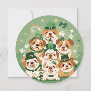 St. Patrick's Day English Bulldogs Holiday Card