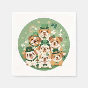 St. Patrick's Day English Bulldogs Napkin