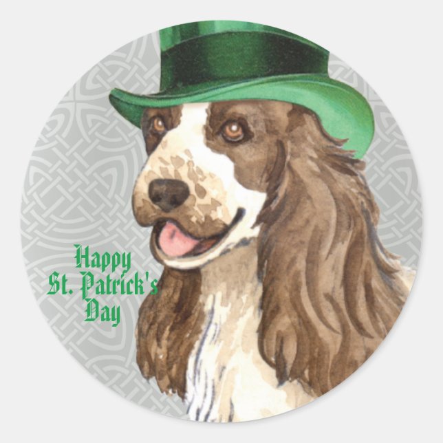 St. Patrick's Day English Cocker Classic Round Sticker (Front)