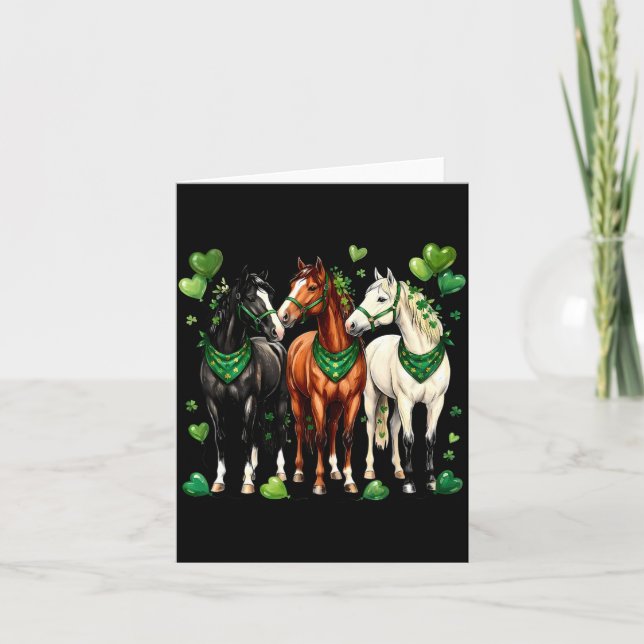 St. patrick's day equestrian three horses with card (Front)