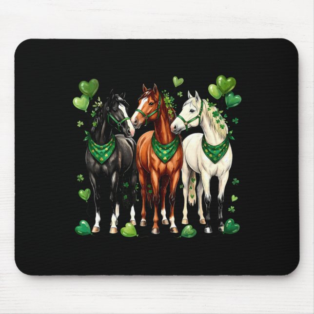 St. patrick's day equestrian three horses with mouse mat (Front)