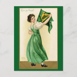 St. Patrick's Day Erin Go Bragh Vintage Lady Postcard