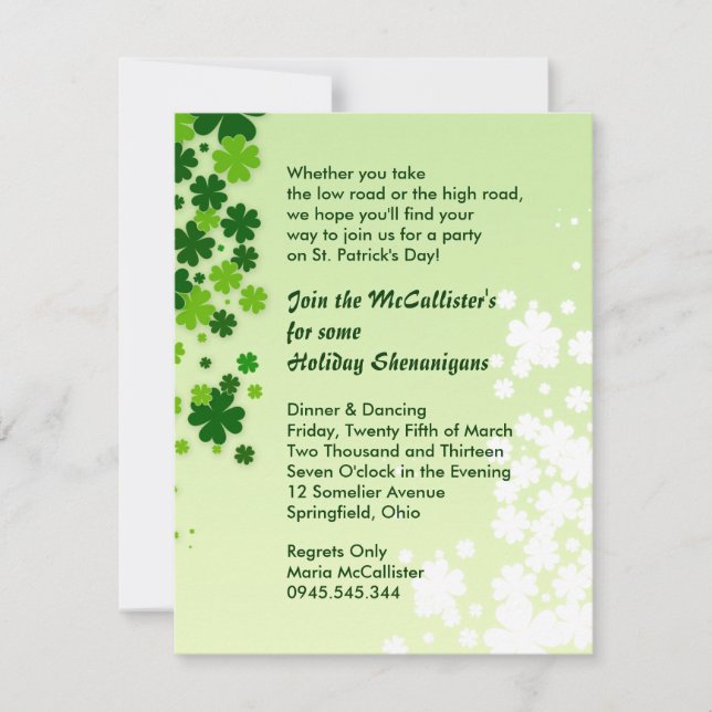 St. Patrick's Day Family Holiday Party Shenanigans Invitation (Front)