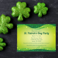 St. Patrick's Day Fancy Sparkle Green Custom Party