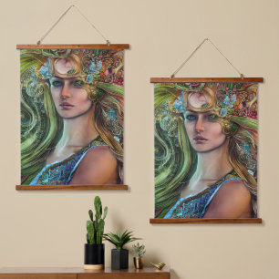 St. Patrick's Day Fantasy Woman Hanging Tapestry