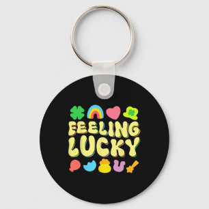 St Patricks Day Feeling Lucky Charm Irish Shamrock Key Ring