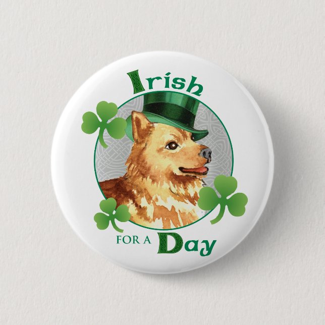St. Patrick's Day Finnish Spitz 6 Cm Round Badge (Front)