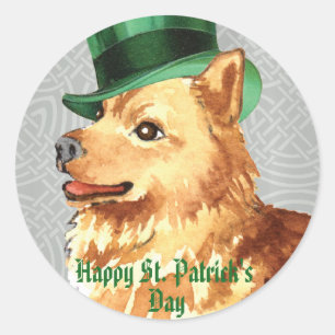 St. Patrick's Day Finnish Spitz Classic Round Sticker