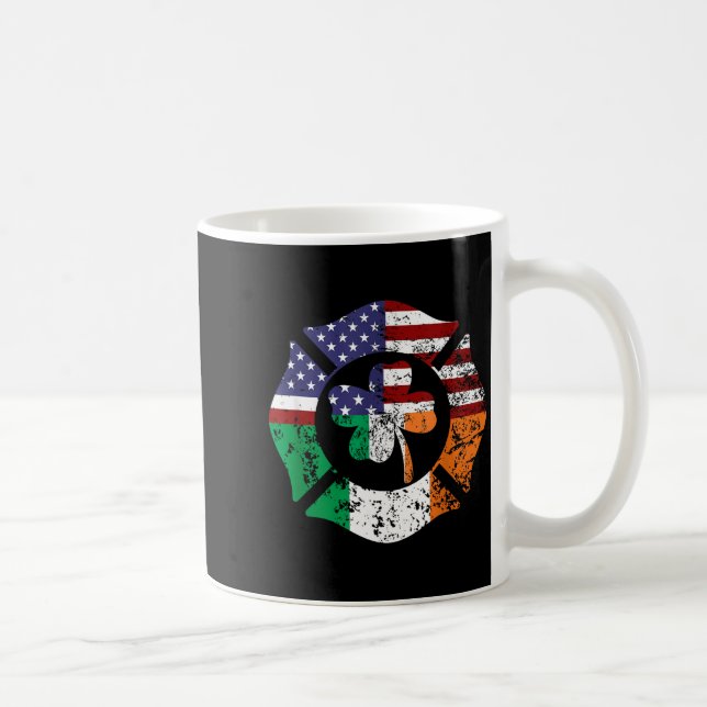 St Patrick's Day Fireman Gift Proud Firefighter Qu Coffee Mug (Right)