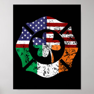 St Patrick's Day Fireman Gift Proud Firefighter Qu Poster