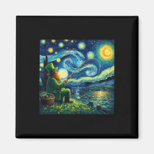 St Patricks Day Fishing Irish Leprechaun Starry Ni Magnet