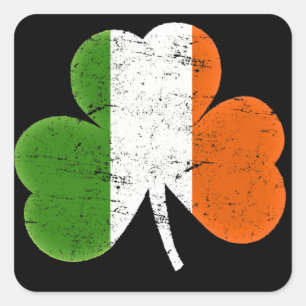 St Patrick's Day Flag Shamrock Square Sticker