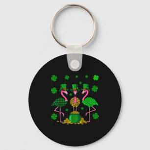 St. Patricks Day Flamingo Irish Ireland Shamrock C Key Ring