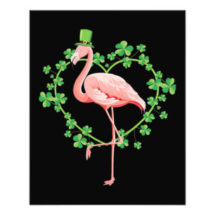 St Patricks Day Flamingo Shamrock Heart Photo Print