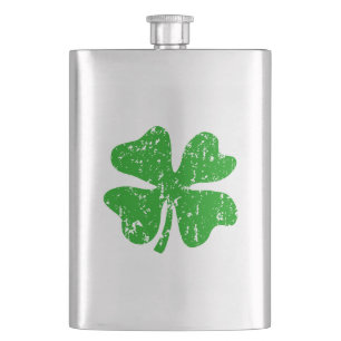 St Patricks Day flask   Green shamrock clover