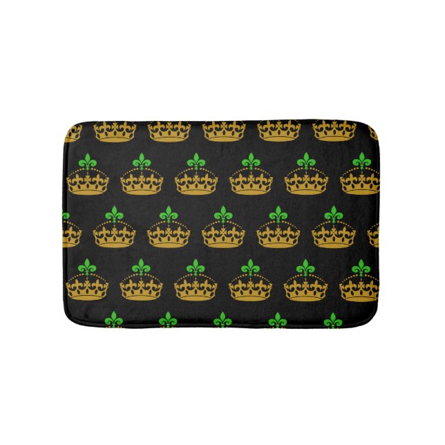 St. Patrick's Day Fleur De Lis Crown Royalty Xmas Bath Mat (Front)