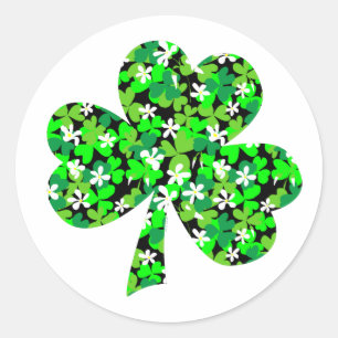 St Patrick's Day Floral Shamrock Classic Round Sticker