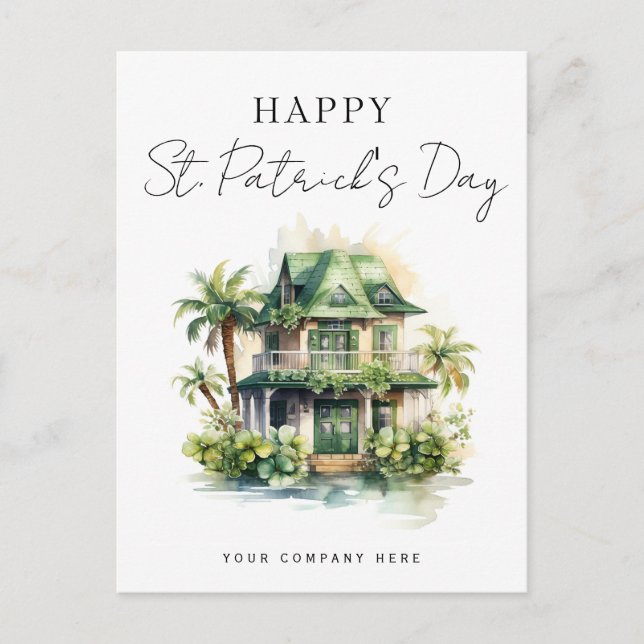 St. Patrick's Day Florida House Realty Marketing Holiday Postcard (Front)