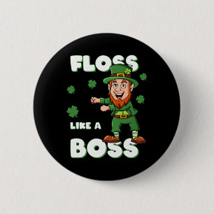 St Patricks Day Floss Like A Boss Leprechaun Boys  6 Cm Round Badge