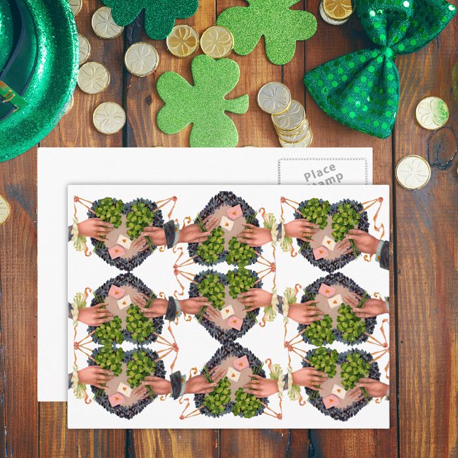 St. Patrick's Day Flower Heart and Clover Bouquets Postcard (St. Patrick's Day Flower Heart and Clover Bouquets Postcard)