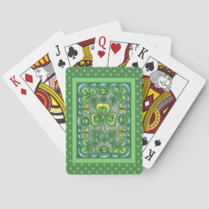 ST. PATRICK'S DAY FOLK ART SHAMROCKS N' LADYBUGS PLAYING CARDS