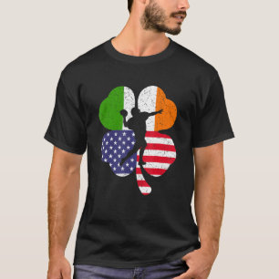 St Patricks Day Football Player Irish American Fla T-Shirt