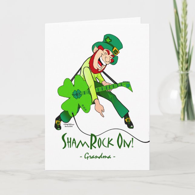 St. Patrick's Day for a Rock Star Grandma, Rock On Card (Front)