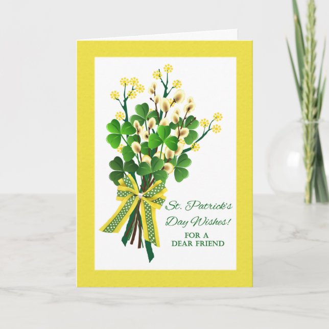 St. Patrick's Day for Friend with Shamrock Bouquet Card (Front)