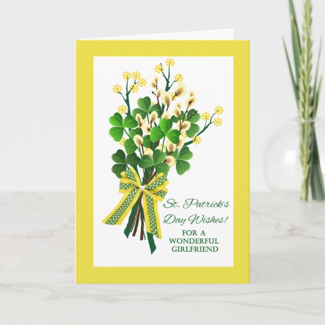 St. Patrick's Day for Girlfriend with Shamrocks Card (Front)