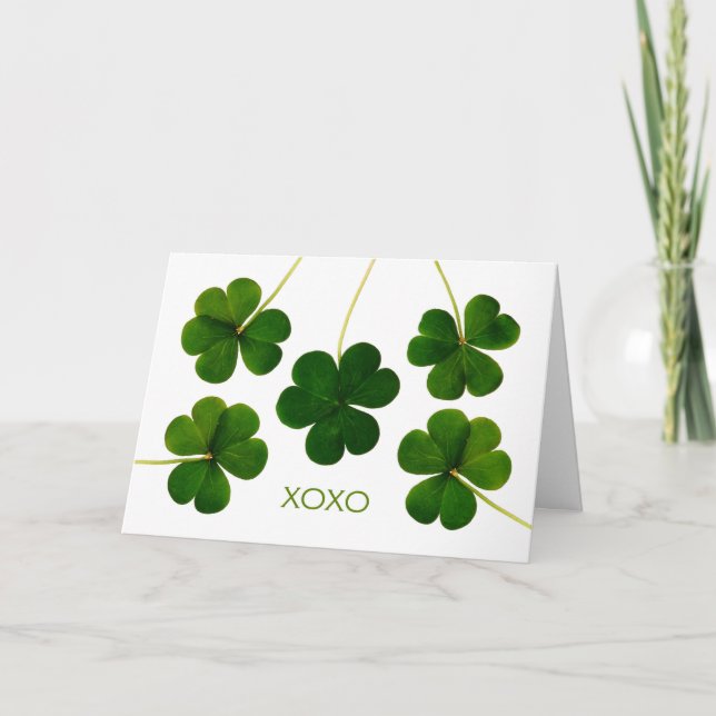St. Patrick's Day for Girlfriend, XOXO Shamrocks Card (Front)