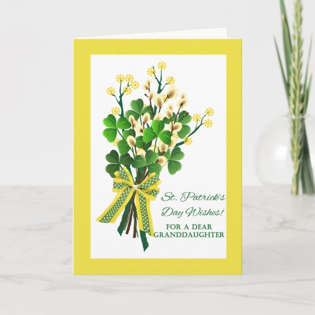St. Patrick's Day for Granddaughter with Flowers Card (Front)