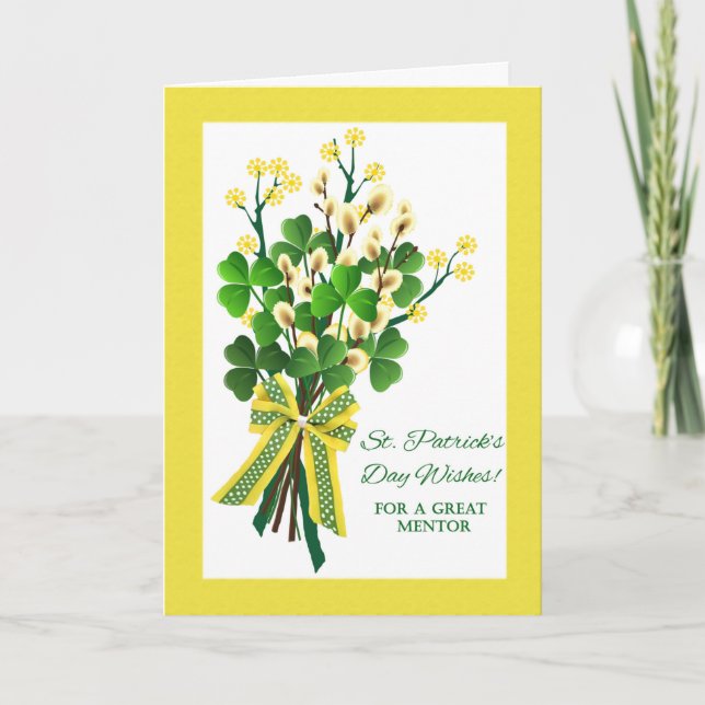 St. Patrick's Day for Mentor with Shamrocks Card (Front)