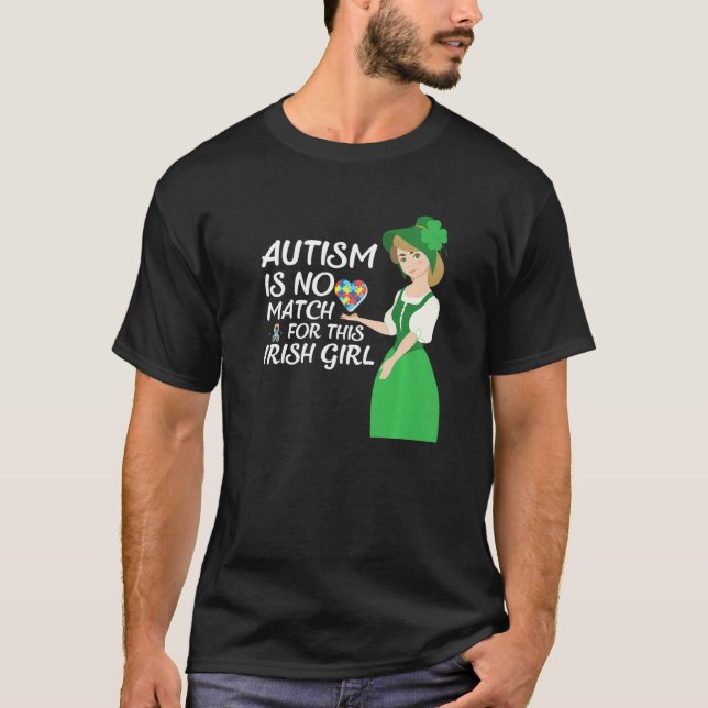 St Patricks Day Four Leaf C Irish Girl Autism Awar T-Shirt (Front)