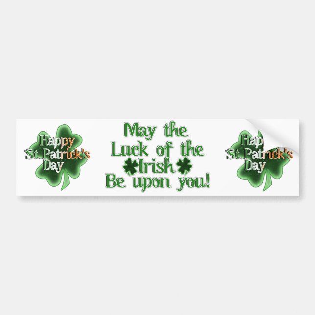 St. Patrick's Day Four Leaf Clover Bumper Sticker (Front)